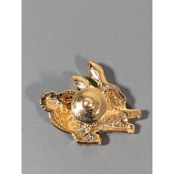 Vintage Avon Gold Tone Bunny Rabbit Rhinestone Pave Tack Pin Brooch - Picture 4 of 8